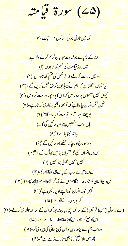 Surah Qiyamah in Urdu (1)